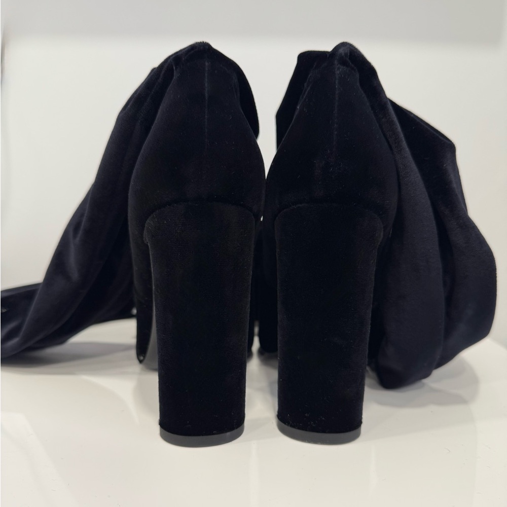 SAINT LAURENT Black Soft Velvet over-the-knee boots 105mm heel - Picture 12 of 15